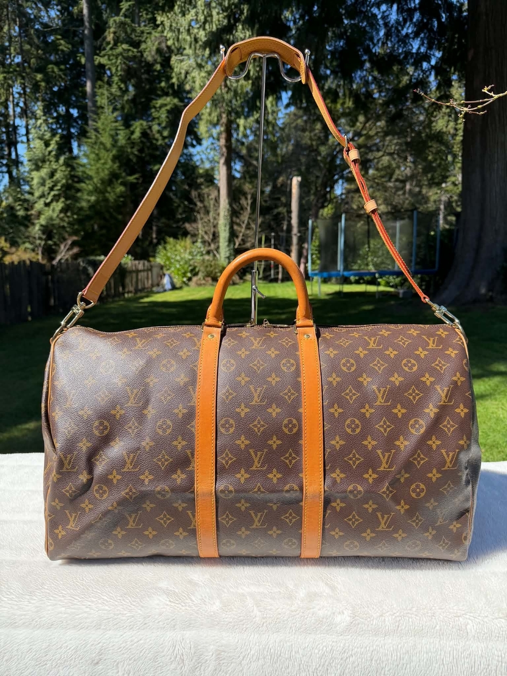 Louis Vuitton Brown Monogram Keepall 55 Travel Duffel Bag